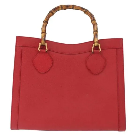 GUCCI Bamboo Hand Bag Leather Red Gold 002 0260 2615 Auth ep12137 - Picture 3 of 16